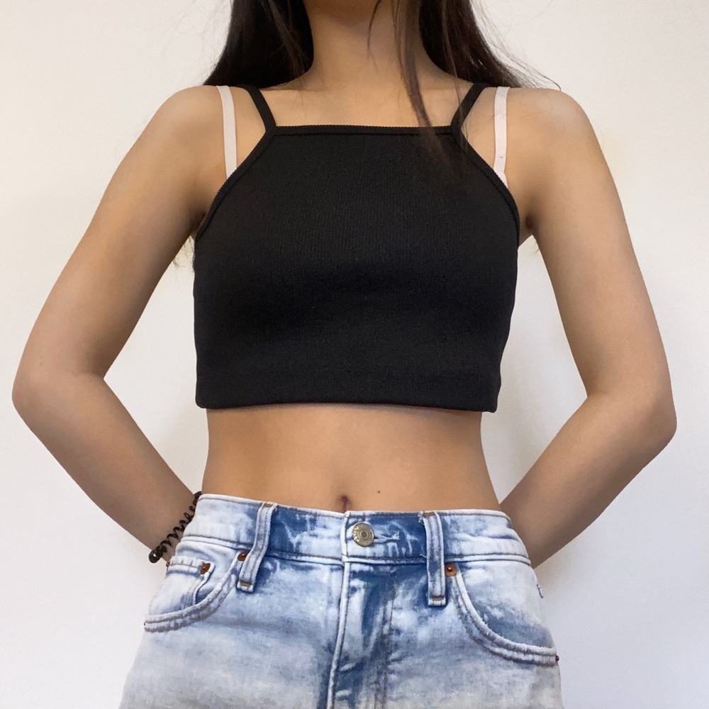 Black high neck tank top